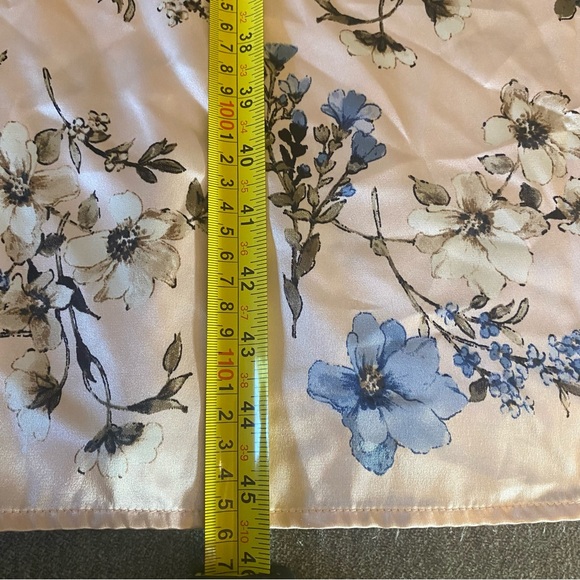 Emma & Michele Size Medium Pink and Blue Floral Satin Feel Maxi Slip Dress - Picture 9 of 11
